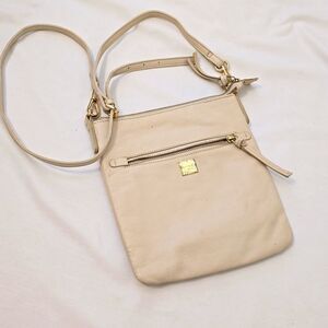 Kooba Pebble Leather Crossbody in Soft Creamy Beige.